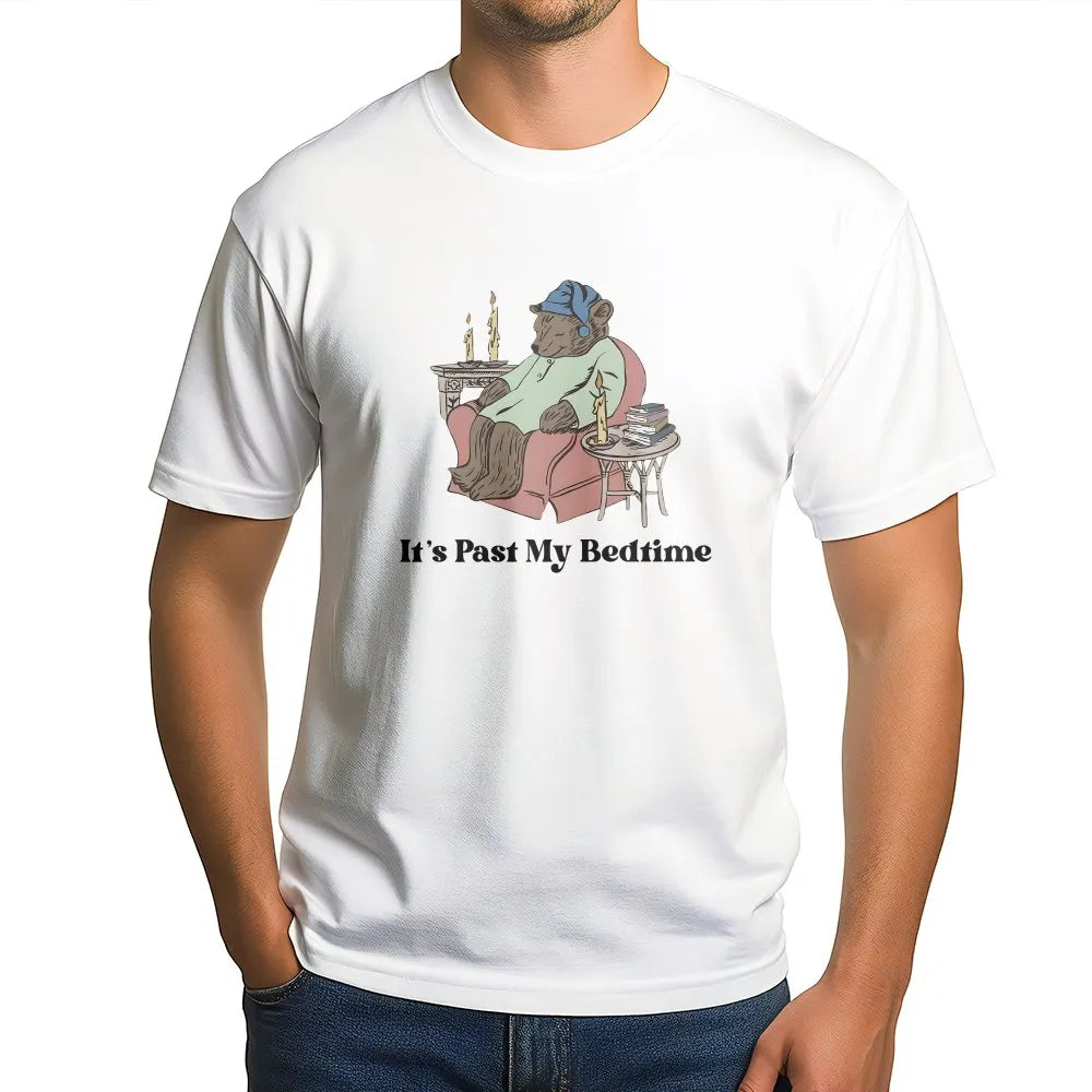 Sleepy Bear T-Shirt | Funny Introvert Graphic Tee | 100% Soft Cotton | Cozy Homebody Gift for Book Lovers