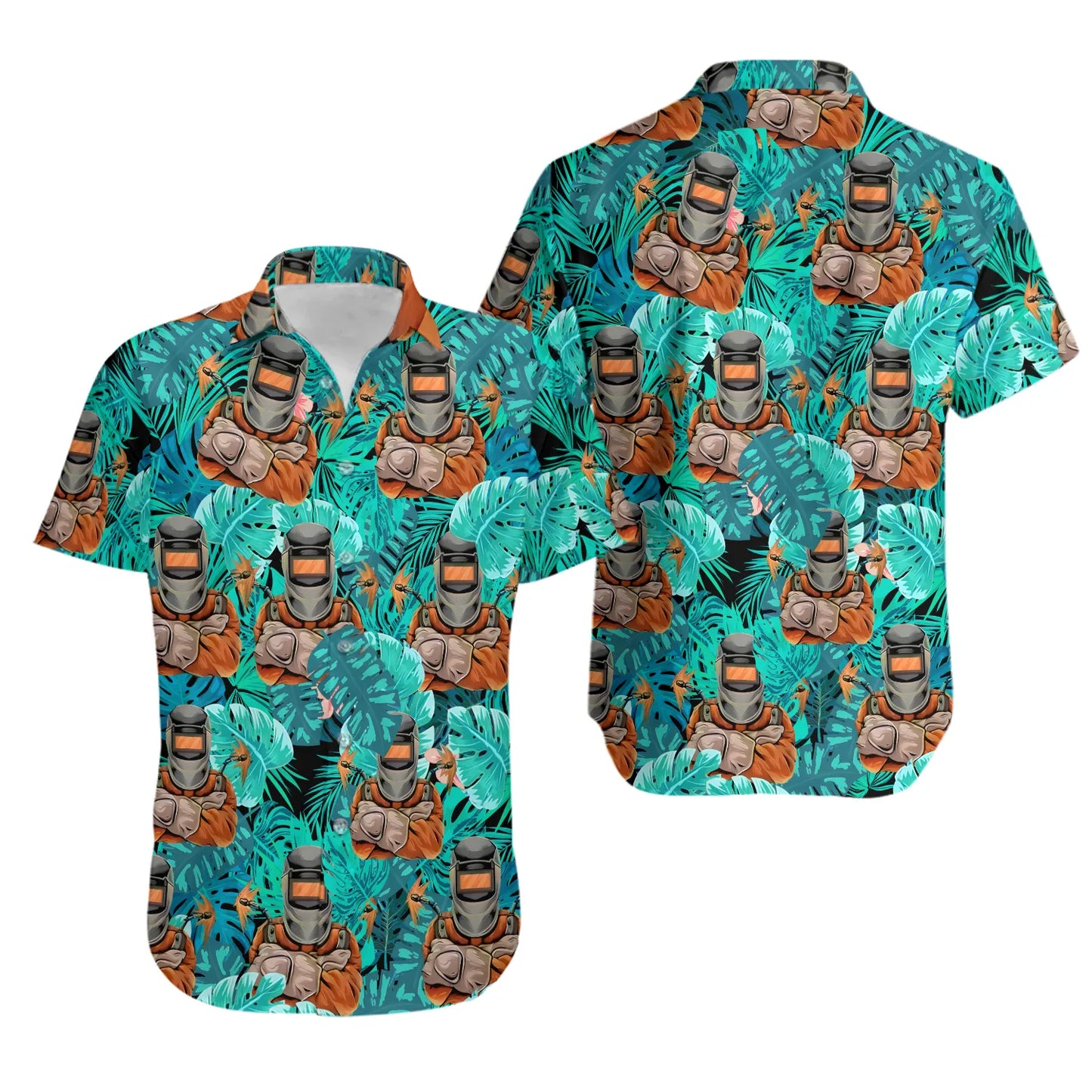 Welder Hawaiian Shirt | Tropical Floral Welding Design | Premium All-Over Print | Gift for Metalworkers and Welders
