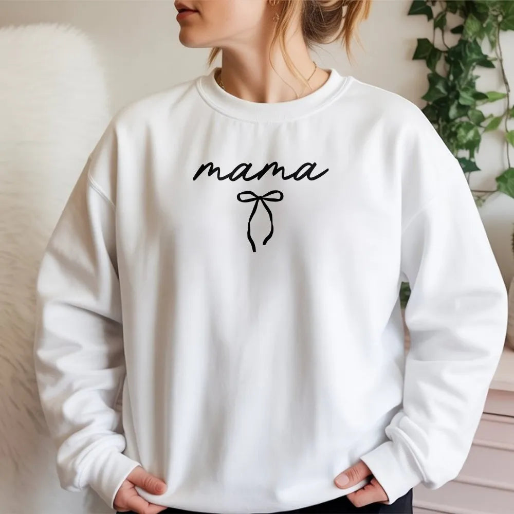 Mama Sweatshirt | Coquette Bow Aesthetic Design | Premium Cotton Blend | Gift for Mom or Mother's Day
