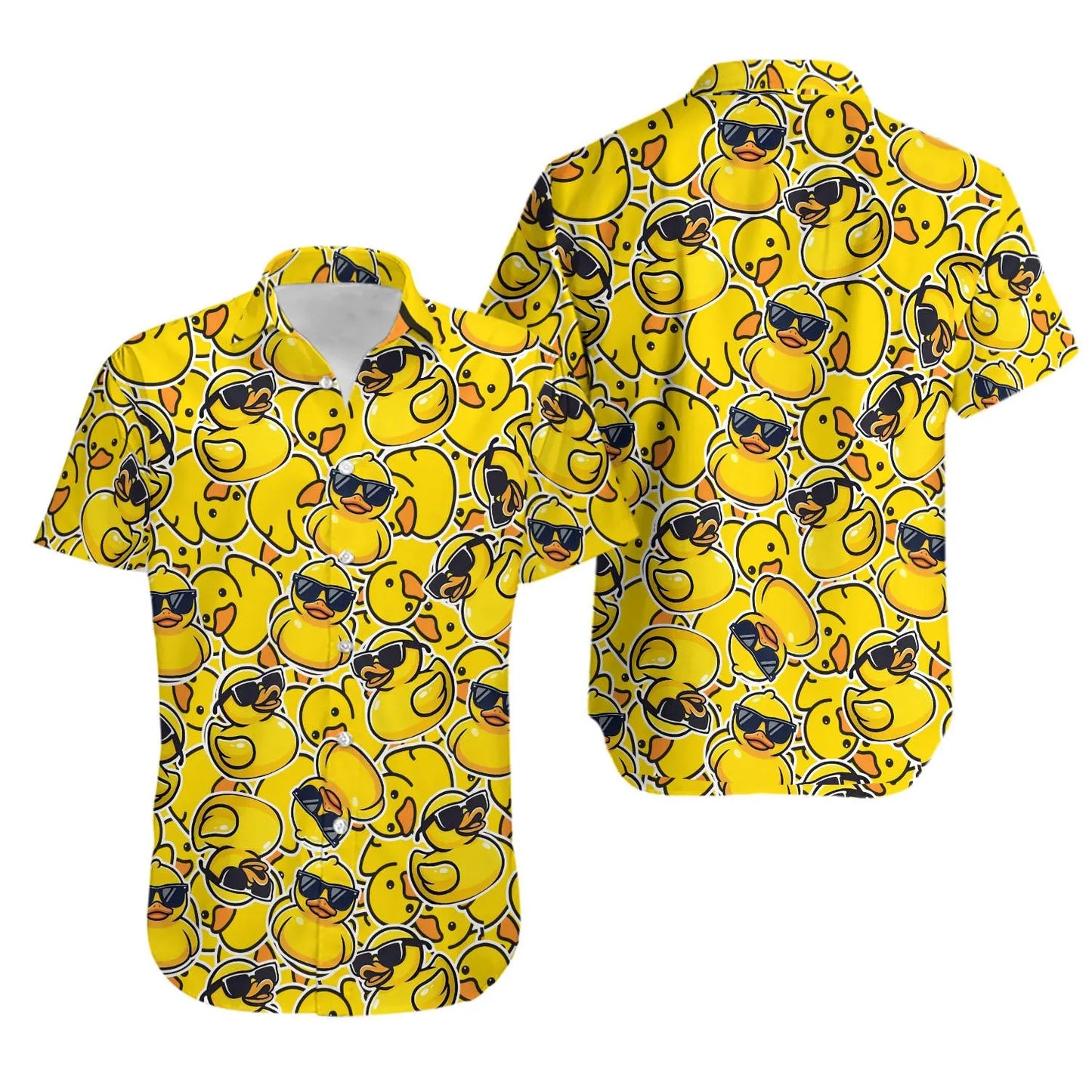 Cool Rubber Duck Hawaiian Shirt | Funny Yellow Duck Beach Print | Premium Soft Summer Button Down | Gift For Duck Lovers