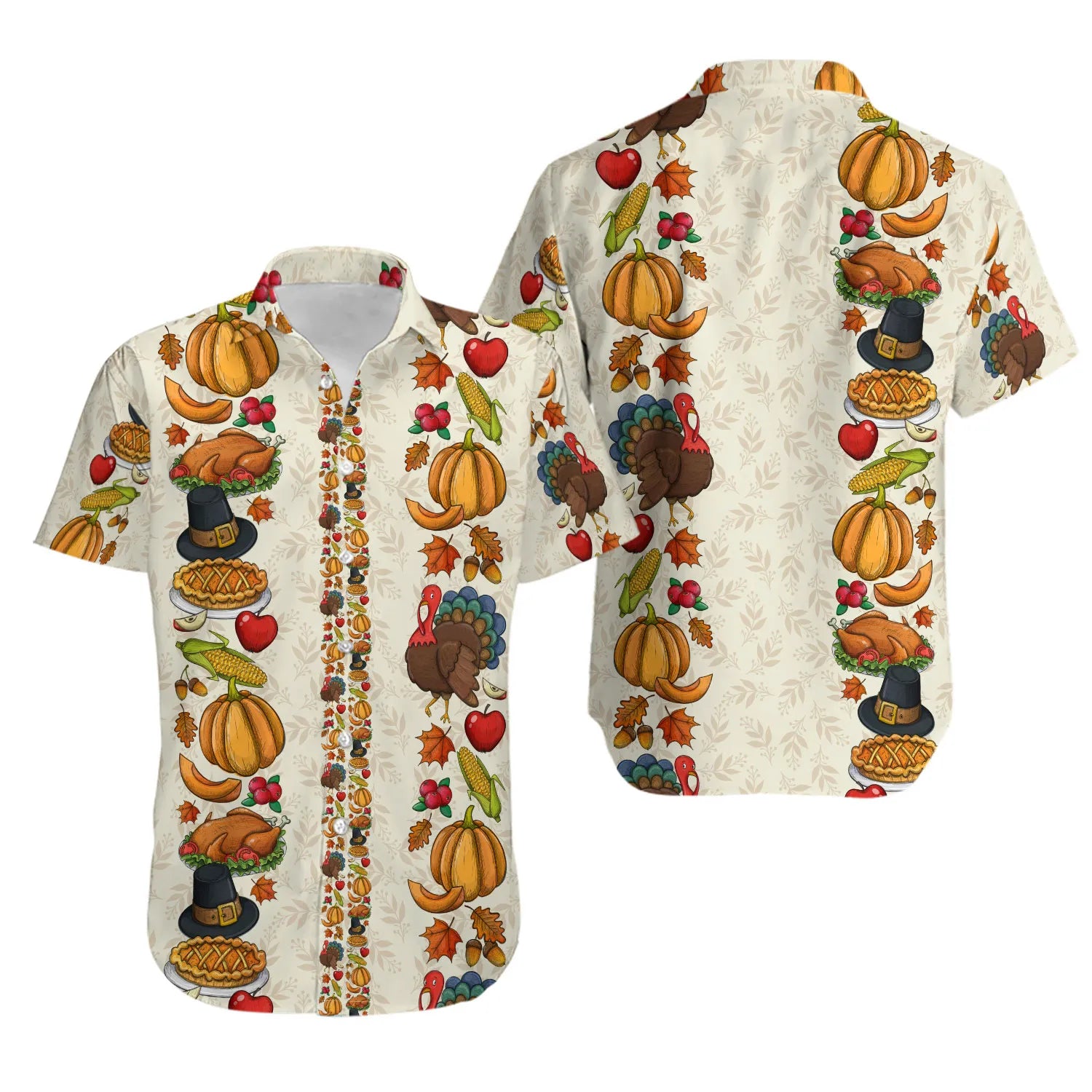 Thanksgiving Turkey Hawaiian Shirt | Festive Fall Harvest Pattern | Soft Breathable Fabric | Holiday Party Gift for Men and Women