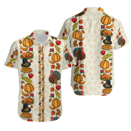 Thanksgiving Turkey Hawaiian Shirt | Festive Fall Harvest Pattern | Soft Breathable Fabric | Holiday Party Gift for Men and Women