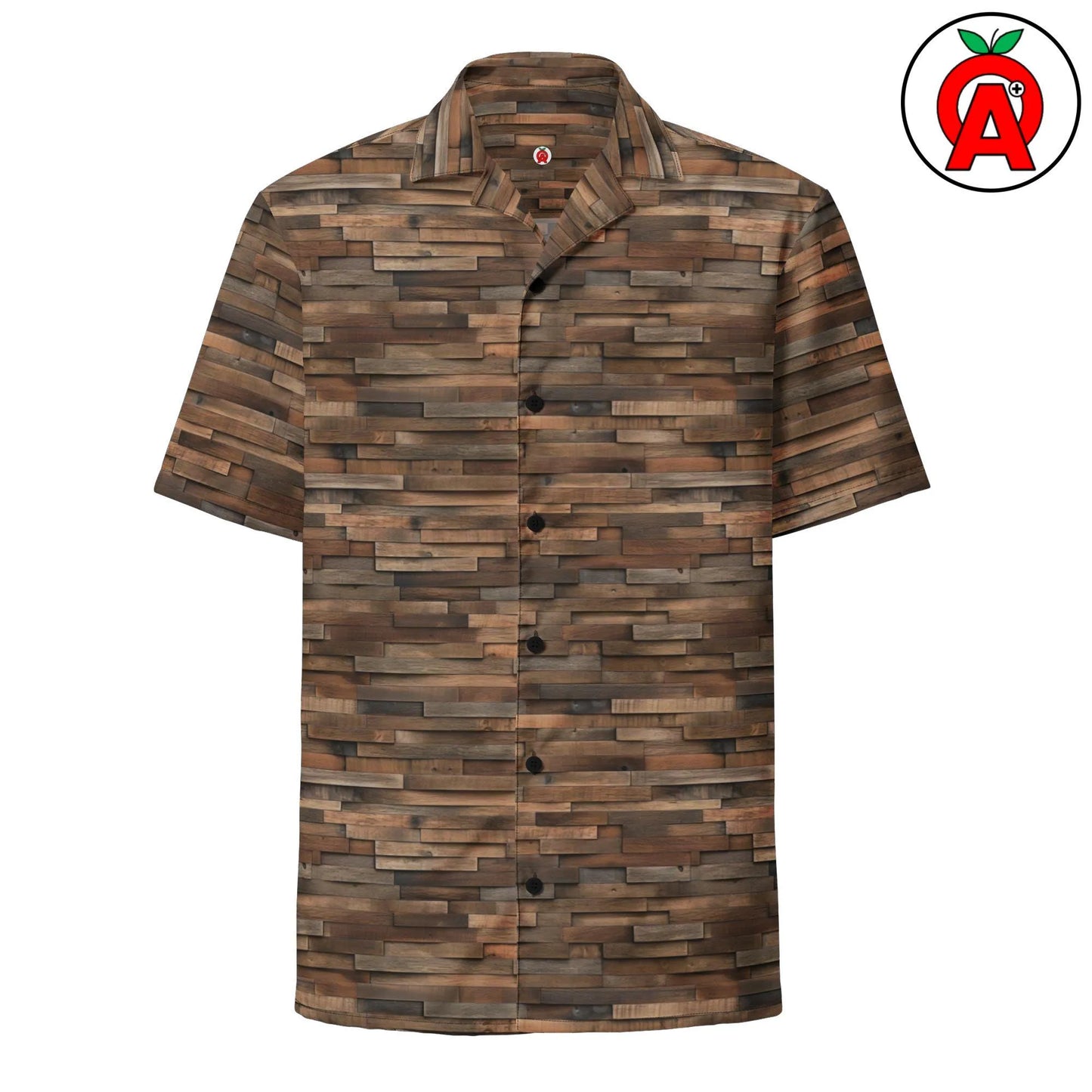 Wood Grain Hawaiian Shirt | Rustic Plank Print Button-Up | Breathable Fabric | Unique Gift for Woodworkers and DIY Enthusiasts