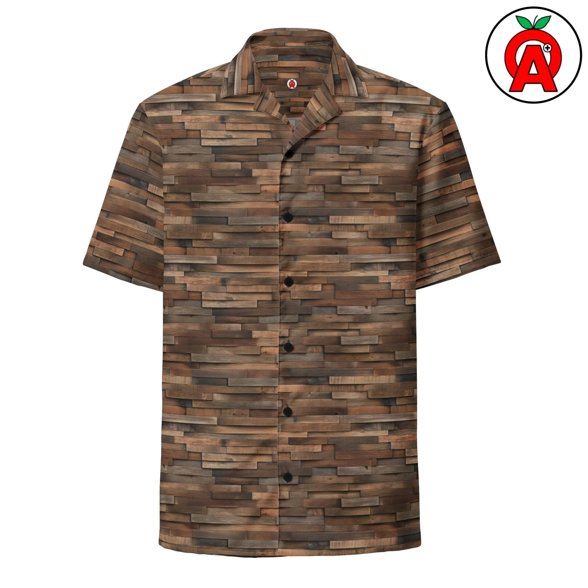 Wood Grain Hawaiian Shirt | Rustic Plank Print Button-Up | Breathable Fabric | Unique Gift for Woodworkers and DIY Enthusiasts