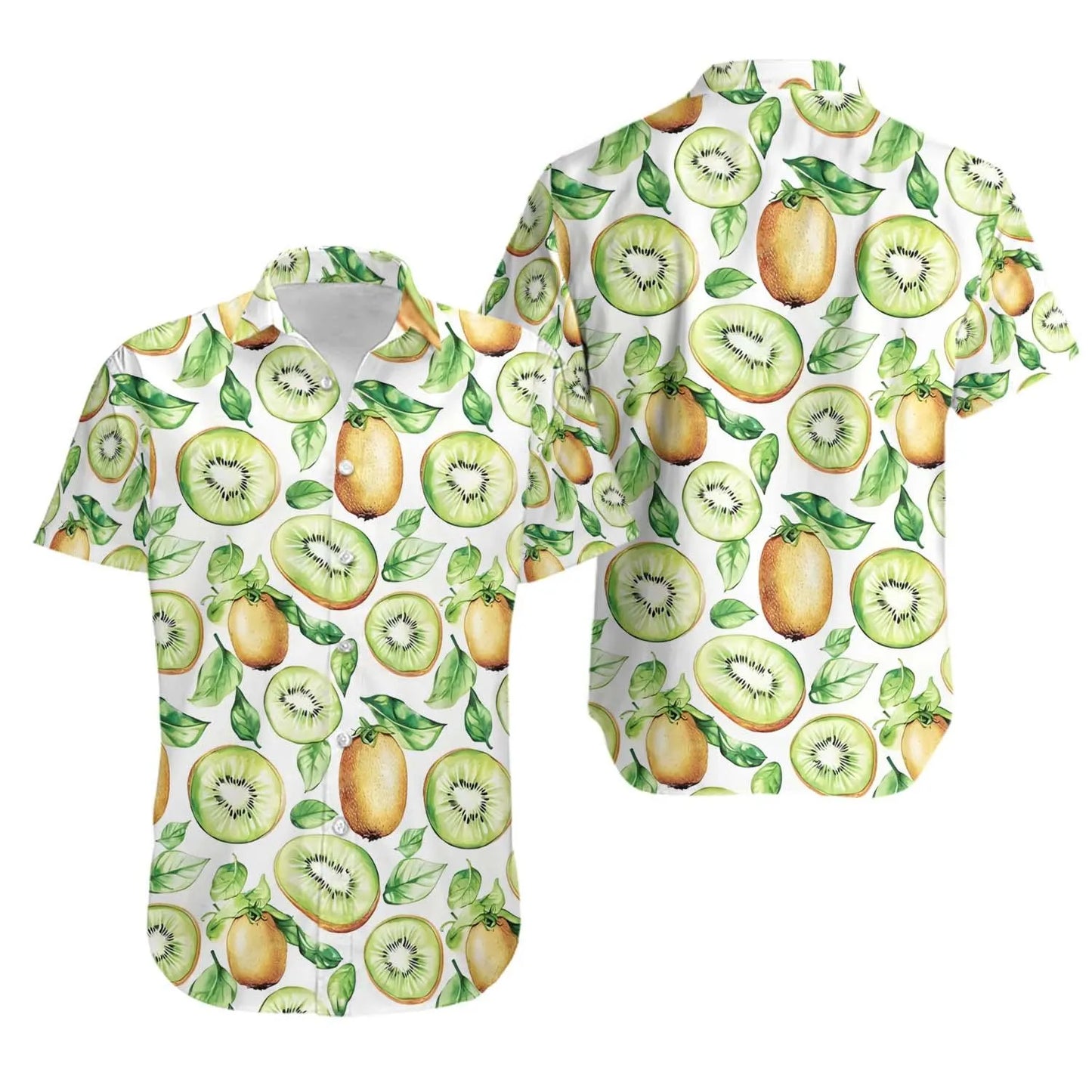Kiwi Fruit Hawaiian Shirt | Tropical Botanical Print | Lightweight Summer Aloha Wear | Vacation Gift For Men