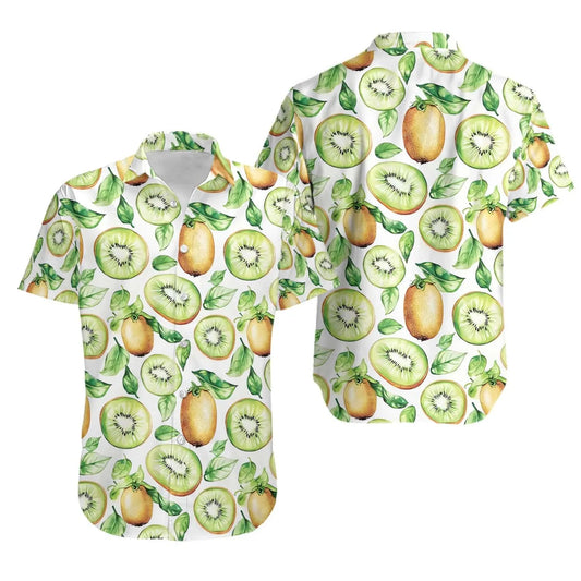 Kiwi Fruit Hawaiian Shirt | Tropical Botanical Print | Lightweight Summer Aloha Wear | Vacation Gift For Men