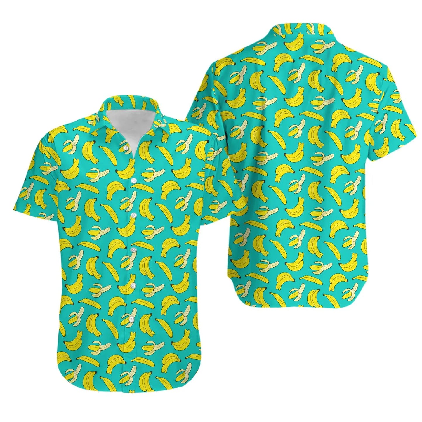 Banana Hawaiian Shirt | Tropical Fruit Print Aloha Top | Lightweight Summer Beach Wear | Fun Novelty Gift For Him