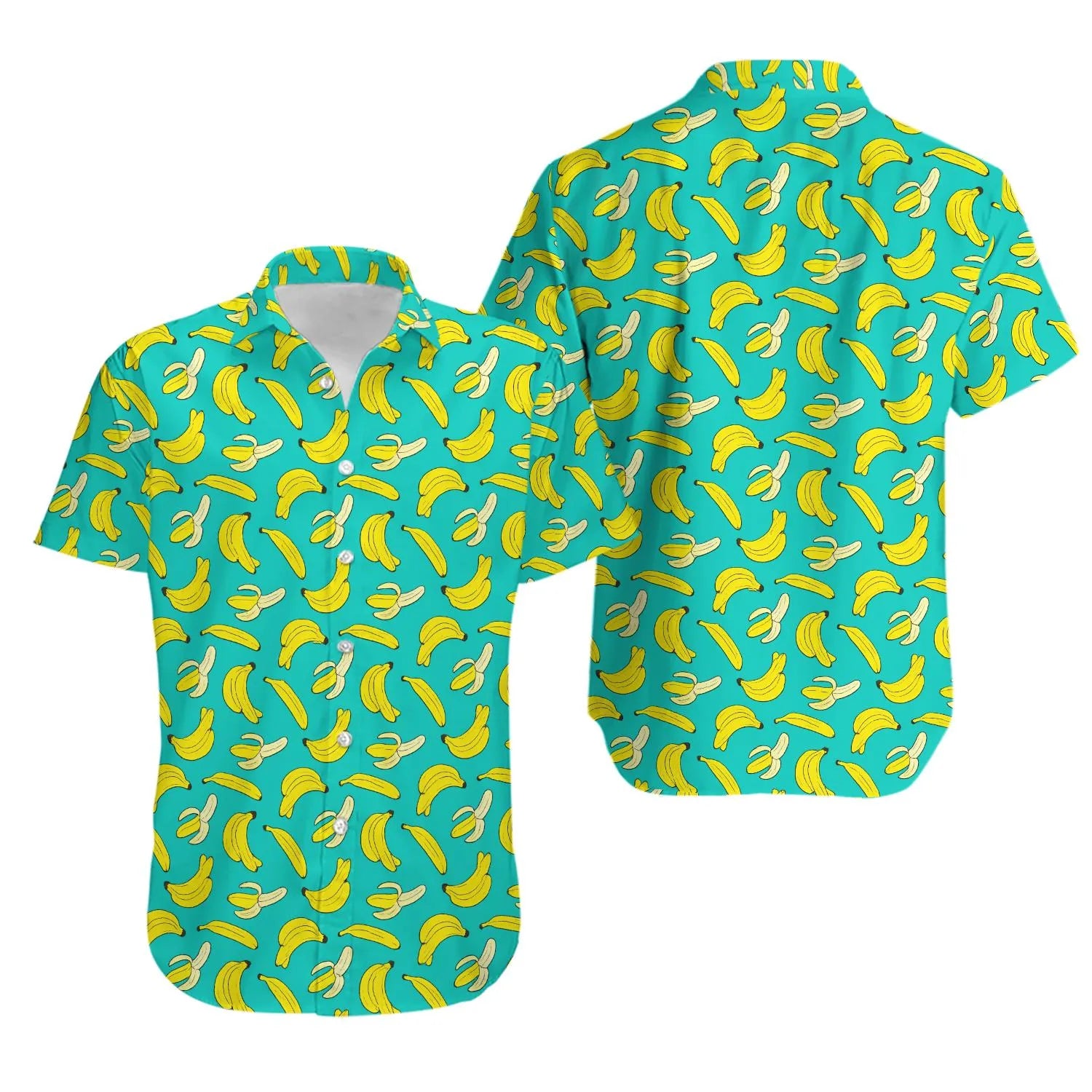 Banana Hawaiian Shirt | Tropical Fruit Print Aloha Top | Lightweight Summer Beach Wear | Fun Novelty Gift For Him