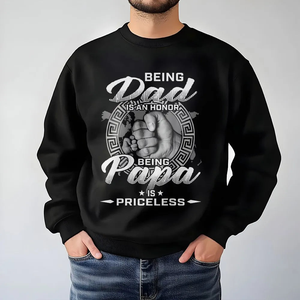 Being Papa Sweatshirt | Fist Bump Family Quote Graphic | Soft Cotton-Polyester Blend | Heartfelt Gift for Dad and Grandpa