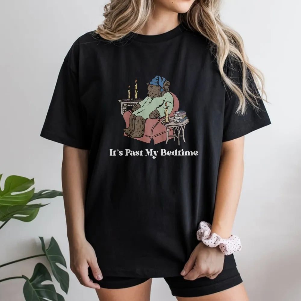Sleepy Bear T-Shirt | Funny Introvert Graphic Tee | 100% Soft Cotton | Cozy Homebody Gift for Book Lovers
