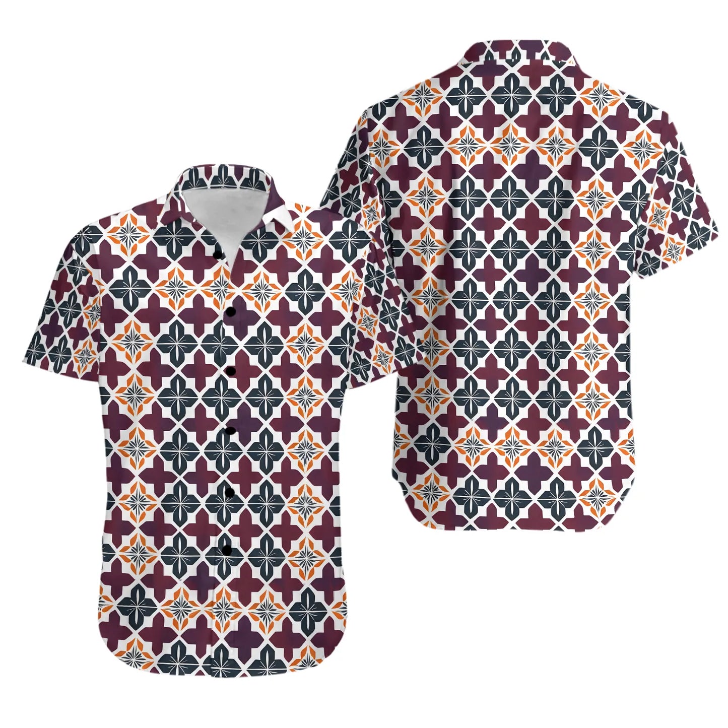 Moroccan Tile Print Hawaiian Shirt | Geometric Bohemian Pattern | Breathable Cotton Blend | Stylish Summer Vacation Gift For Men And Women