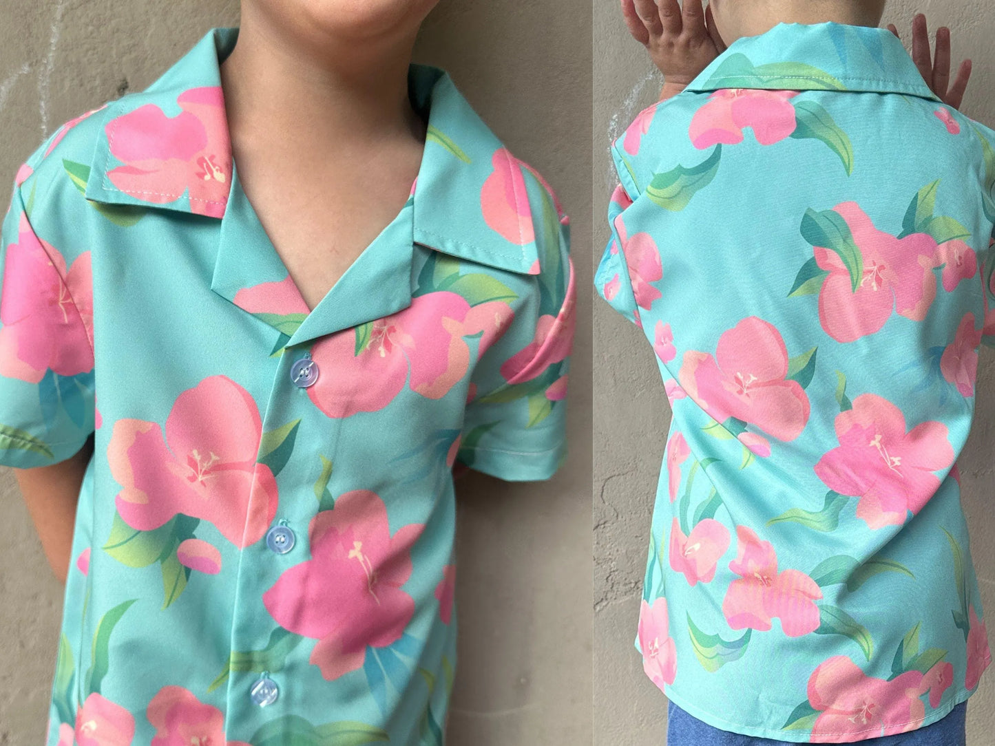Floral Hawaiian Shirt for Kids | Tropical Botanical Aloha Print | Lightweight Summer Button-Down | Vacation Birthday Outfit for Boys & Toddlers