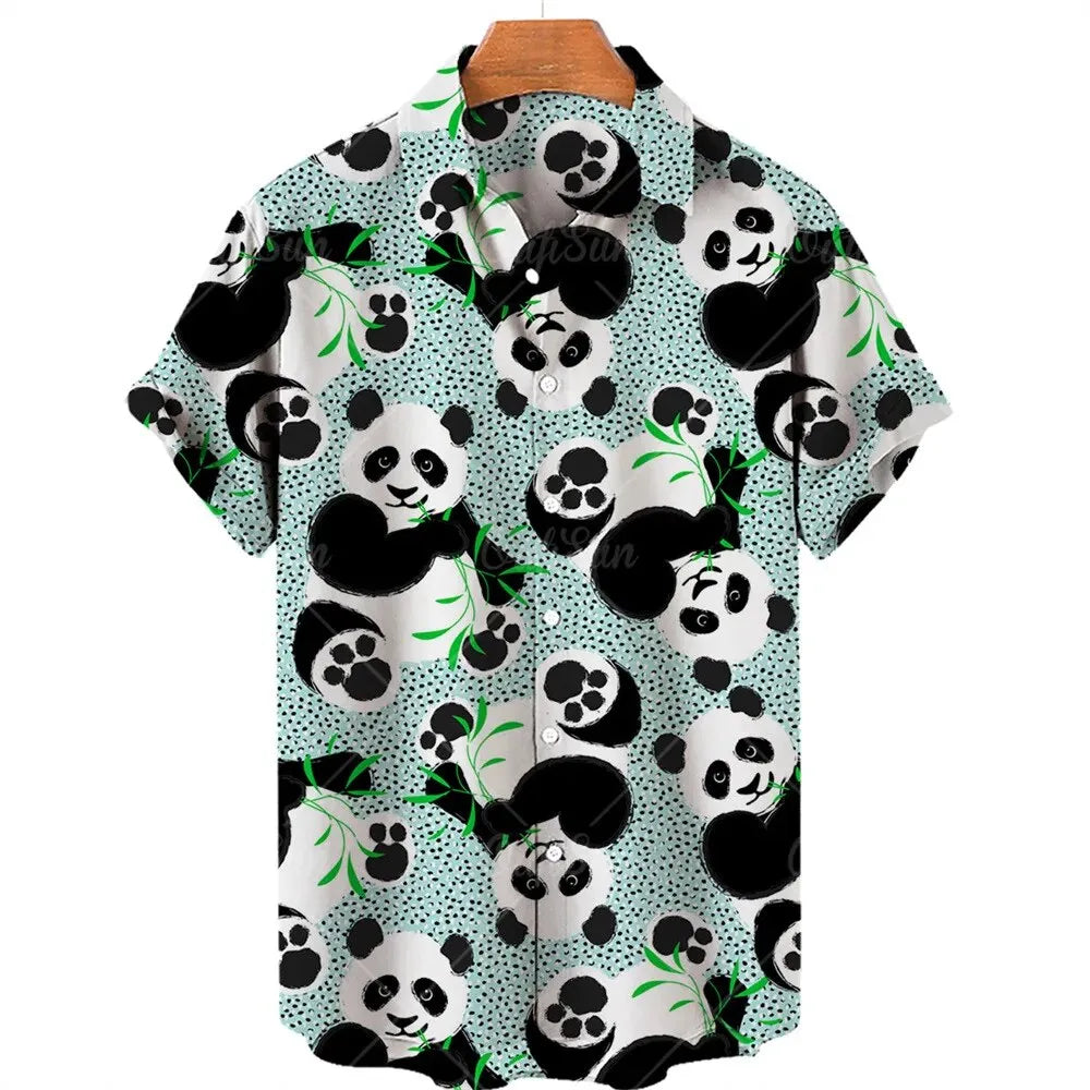 Panda Hawaiian Shirt | Cute Bamboo Forest Graphic | Lightweight Summer Aloha Top | Fun Animal Lover Gift for Men