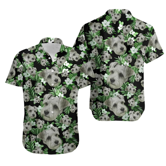 Miniature Schnauzer Hawaiian Shirt | Tropical Floral Dog Print | Lightweight Summer Button-Down | Gift for Dog Lovers