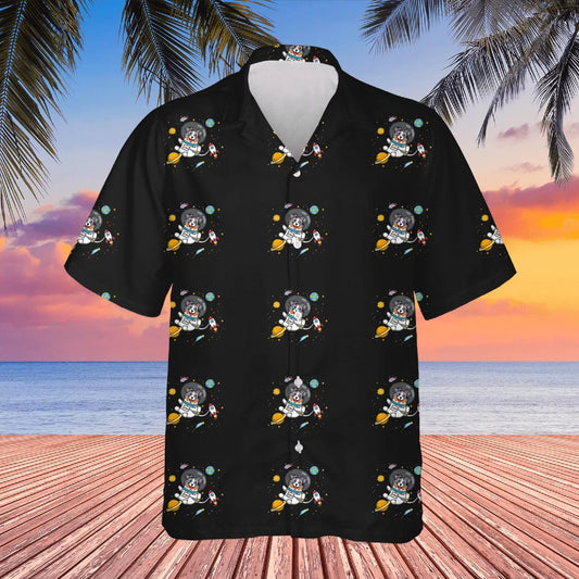 Australian Shepherd Hawaiian Shirt | Space Astronaut Dog Pattern | Lightweight Summer Aloha Top | Gift for Dog Lovers