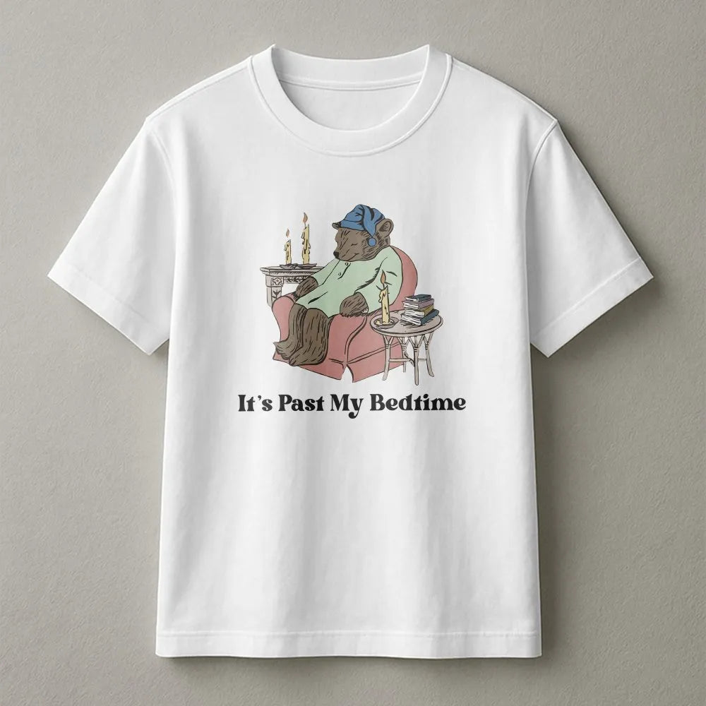 Sleepy Bear T-Shirt | Funny Introvert Graphic Tee | 100% Soft Cotton | Cozy Homebody Gift for Book Lovers