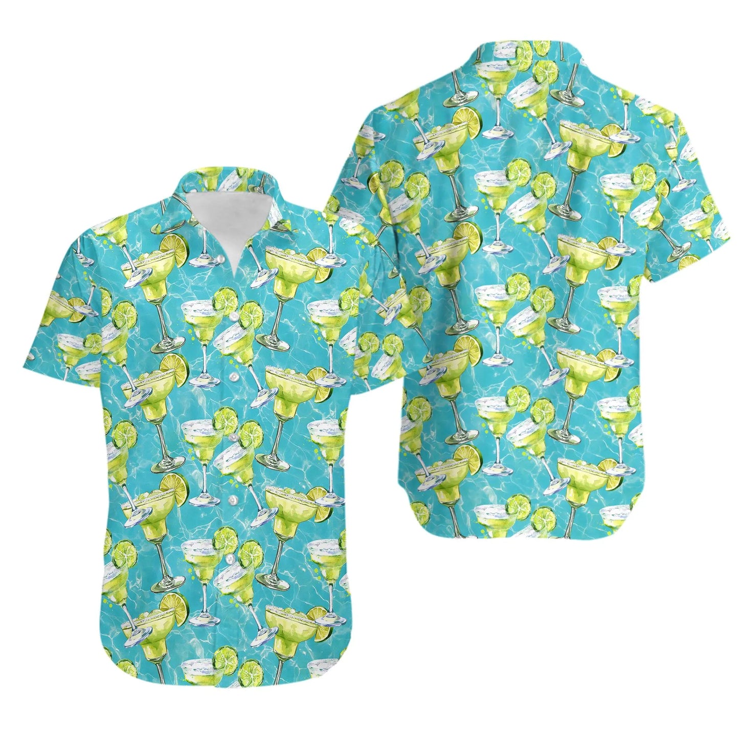 Margarita Hawaiian Shirt | Tropical Cocktail Summer Print | Lightweight Aloha Top | Gift for Beach Lovers