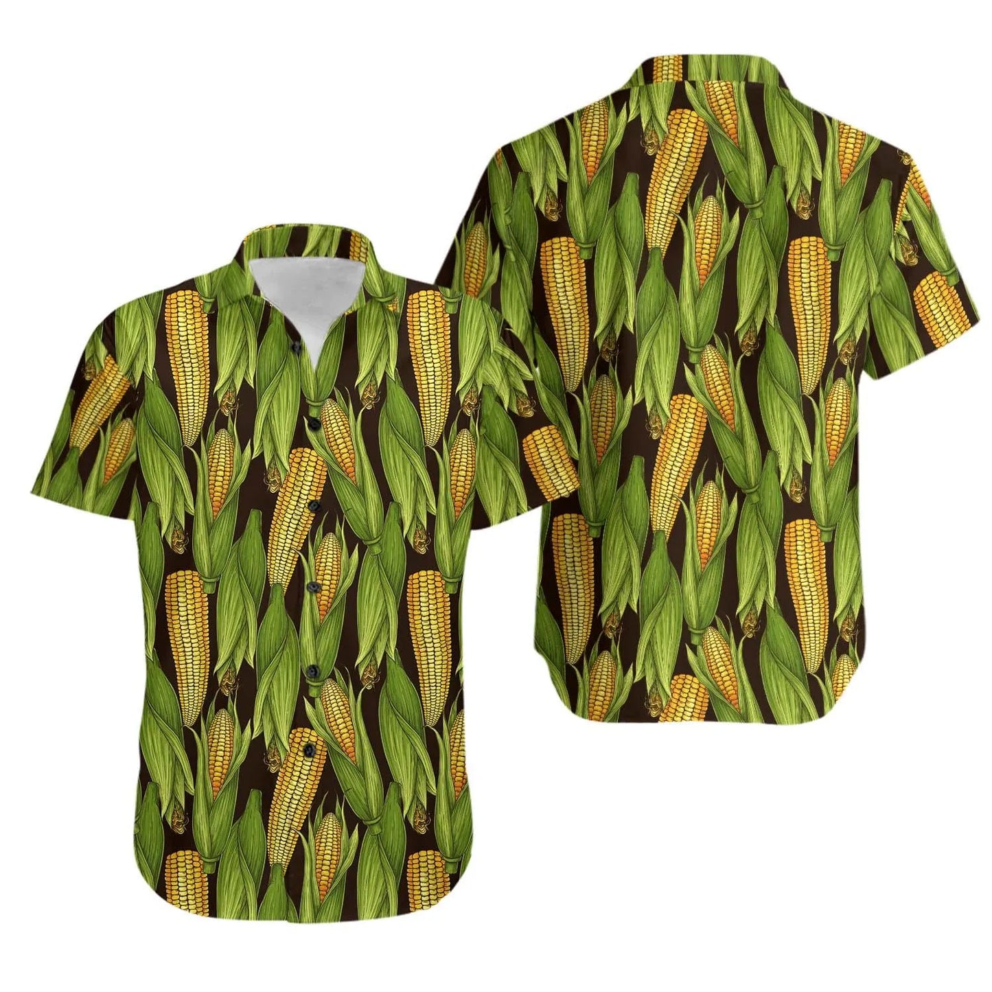 Corn Hawaiian Shirt | Vintage Farm Botanical Print | Lightweight Summer Aloha Apparel | Fun Farmer Gift