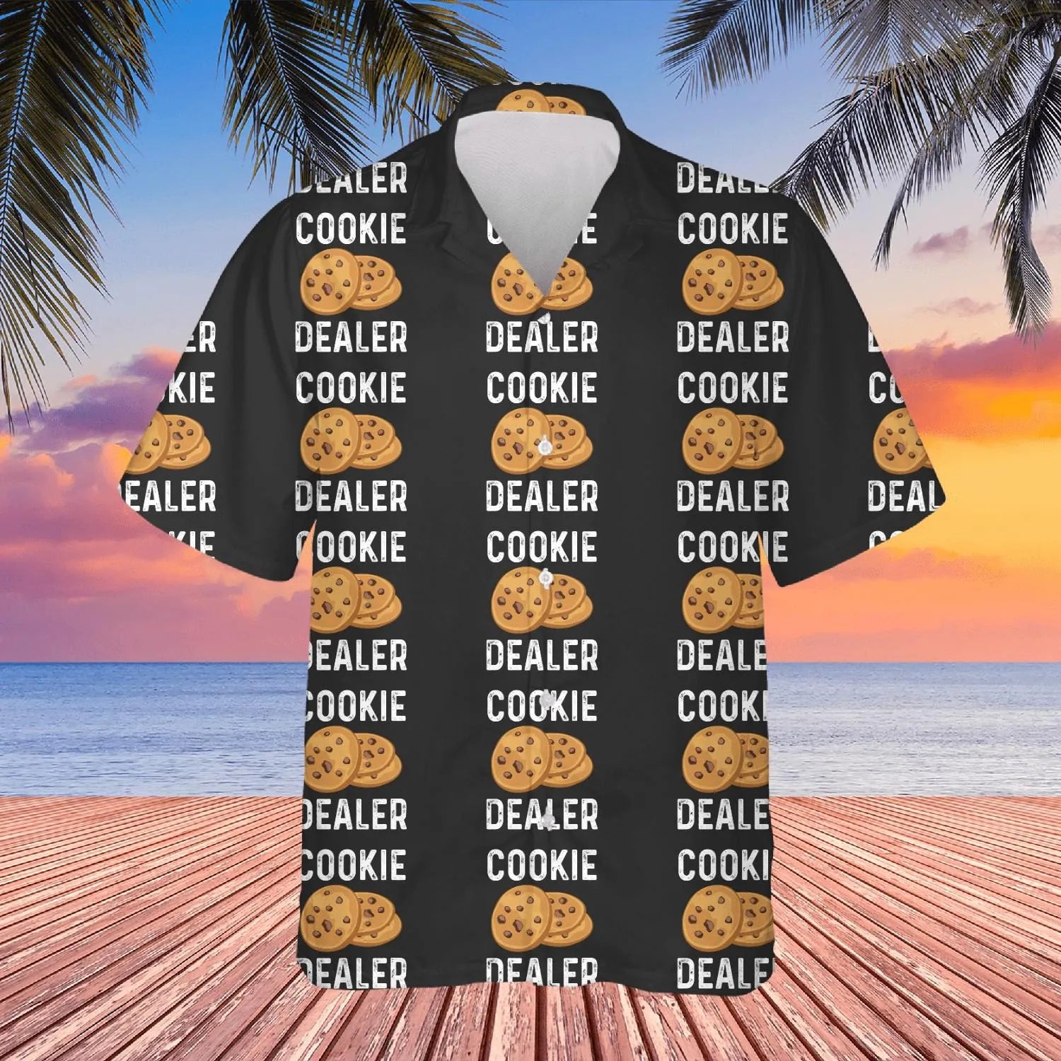 Cookie Dealer Hawaiian Shirt | Funny Foodie Graphic Print | Lightweight Summer Aloha Apparel | Unique Gift for Cookie Bakers and Lovers
