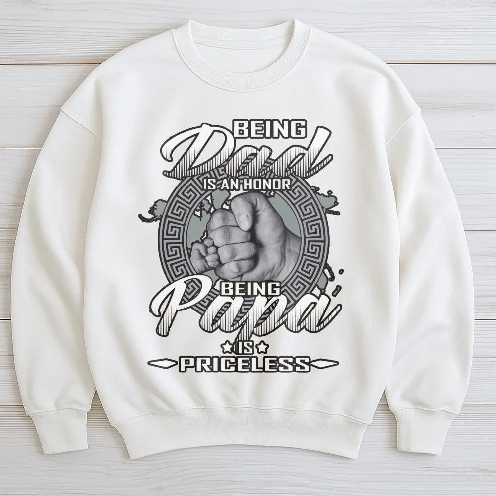 Being Papa Sweatshirt | Fist Bump Family Quote Graphic | Soft Cotton-Polyester Blend | Heartfelt Gift for Dad and Grandpa
