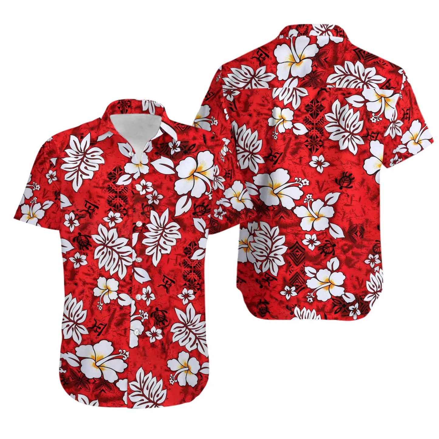 Hibiscus Hawaiian Shirt | Red Tropical Floral Print | Lightweight Summer Aloha Apparel | Gift for Beach Lovers