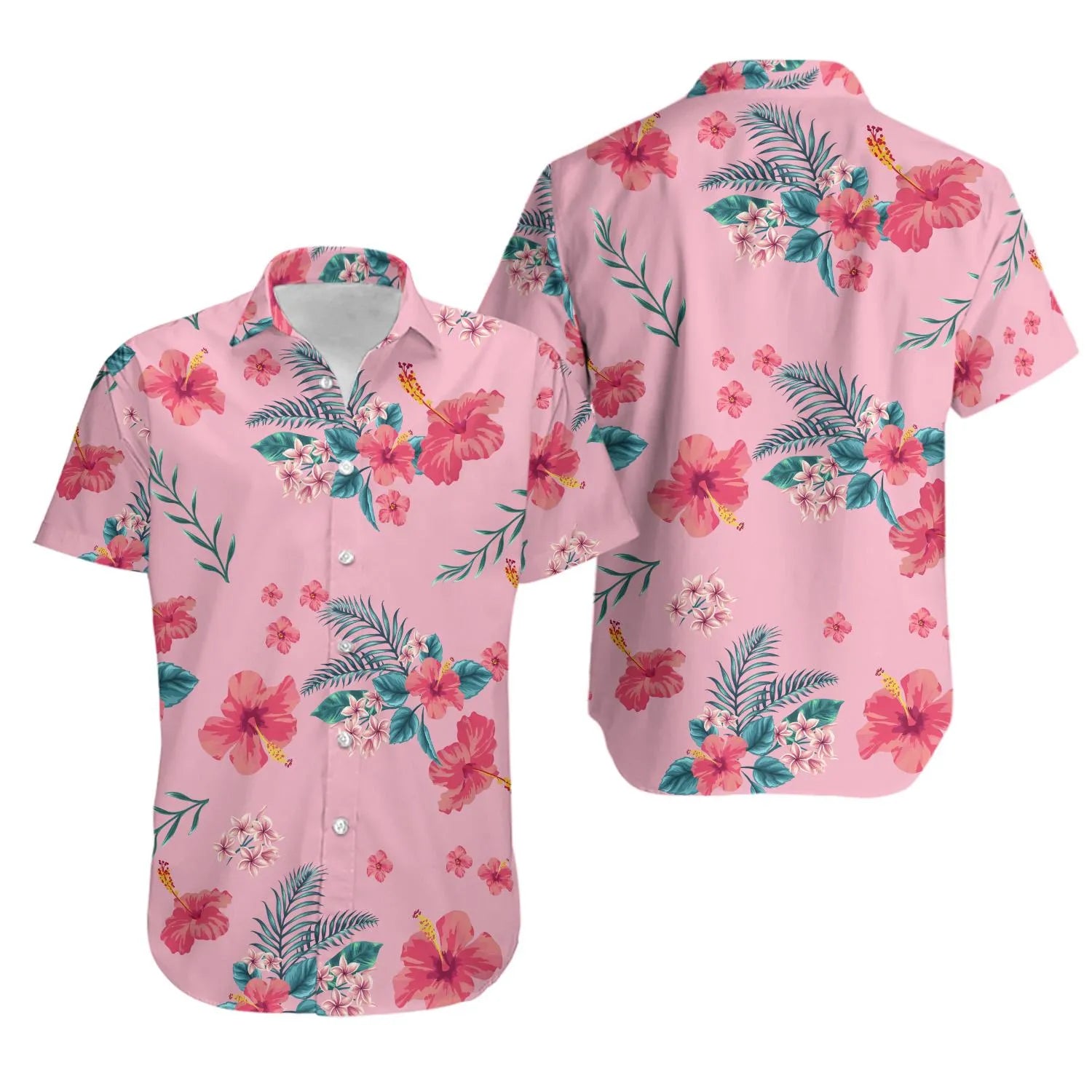Hibiscus Hawaiian Shirt | Pink Floral Tropical Print | Lightweight Summer Beachwear | Unisex Aloha Gift For Vacation