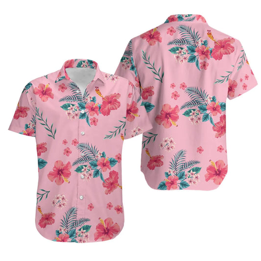 Hibiscus Hawaiian Shirt | Pink Floral Tropical Print | Lightweight Summer Beachwear | Unisex Aloha Gift For Vacation