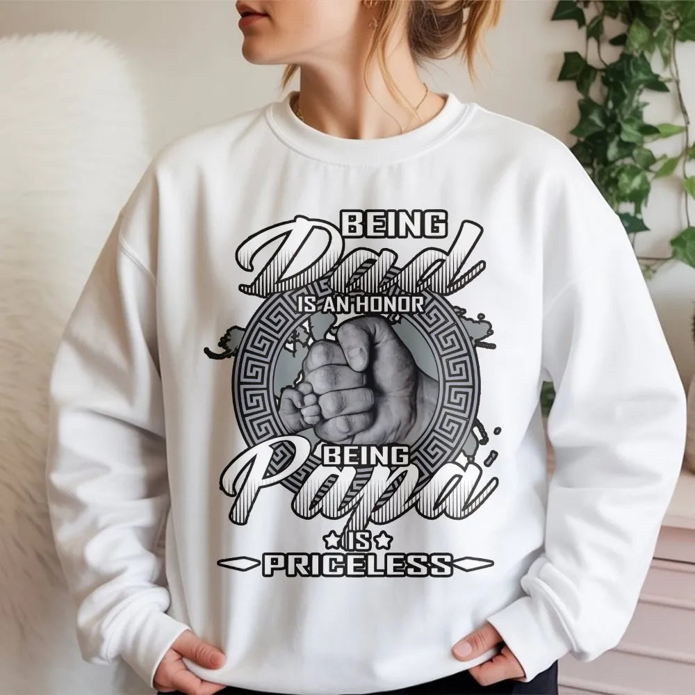 Being Papa Sweatshirt | Fist Bump Family Quote Graphic | Soft Cotton-Polyester Blend | Heartfelt Gift for Dad and Grandpa
