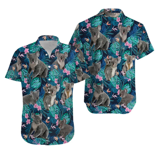 Koala Hawaiian Shirt | Tropical Floral Animal Print | Lightweight Summer Beachwear | Unique Animal Lover Gift For Adults