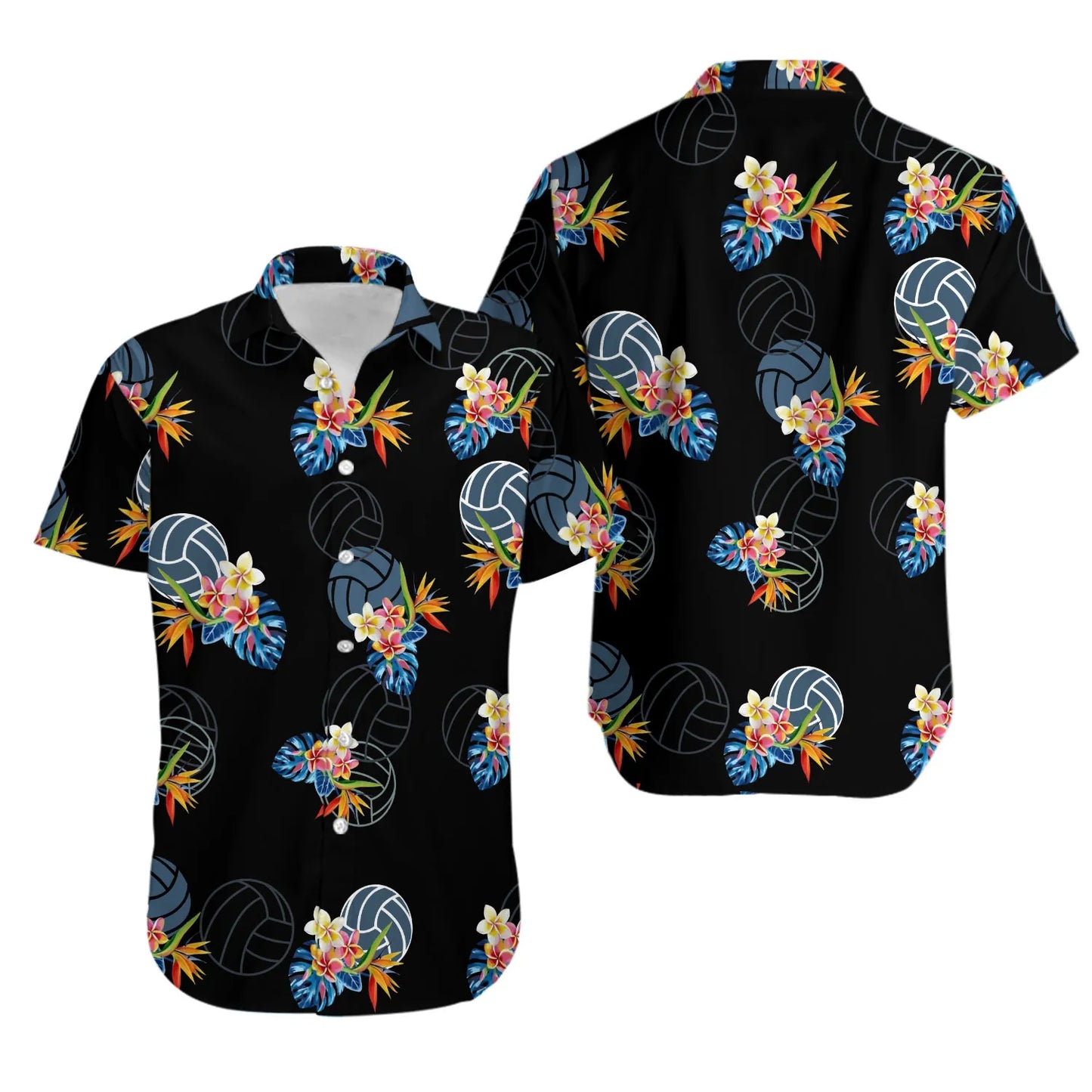 Volleyball Hawaiian Shirt | Tropical Floral Sports Print | Lightweight Summer Aloha Wear | Perfect Gift for Volleyball Players