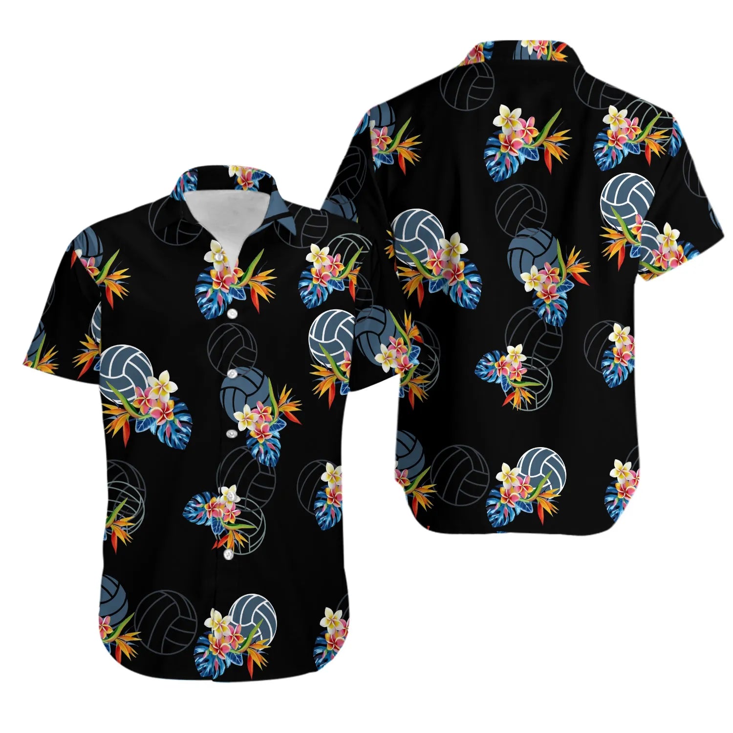 Volleyball Hawaiian Shirt | Tropical Floral Sports Print | Lightweight Summer Aloha Wear | Perfect Gift for Volleyball Players