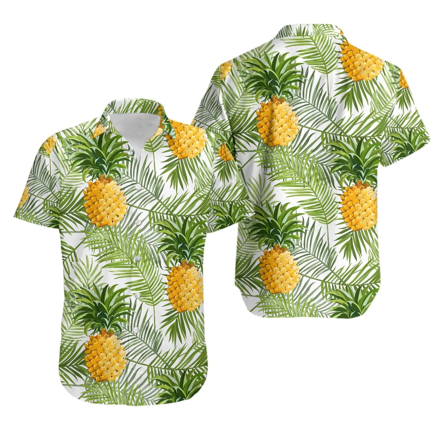 Pineapple Hawaiian Shirt | Tropical Botanical Aloha Print | Lightweight Summer Button Down | Unisex Vacation Beach Gift