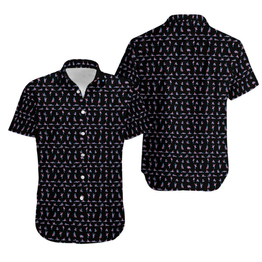 Stick Figure Print Hawaiian Shirt | Fun Pattern Camp Collar | Lightweight Summer Fabric | Unique Gag Gift For Adults