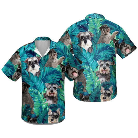 Miniature Schnauzer Hawaiian Shirt | Tropical Dog Print | Lightweight Breathable Fabric | Unique Dog Lover Gift