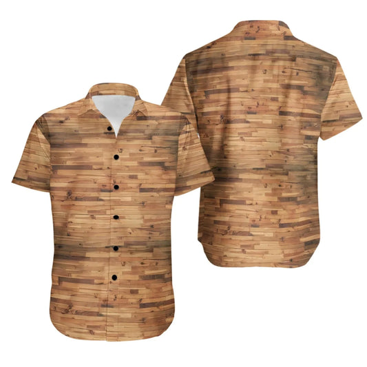 Wood Grain Hawaiian Shirt | Realistic Timber Pattern | Premium Summer Aloha Wear | Unique Gift for Woodworkers and Carpentry Enthusiasts