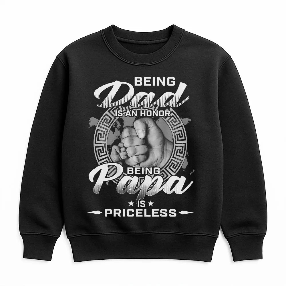 Being Papa Sweatshirt | Fist Bump Family Quote Graphic | Soft Cotton-Polyester Blend | Heartfelt Gift for Dad and Grandpa