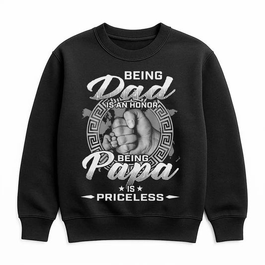 Being Papa Sweatshirt | Fist Bump Family Quote Graphic | Soft Cotton-Polyester Blend | Heartfelt Gift for Dad and Grandpa