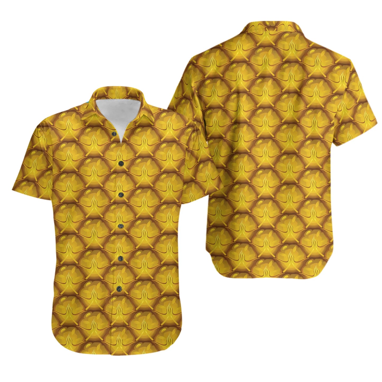 Pineapple Pattern Hawaiian Shirt | All-Over Tropical Fruit Print | Lightweight Summer Aloha Top | Fun Vacation Gift for Him & Her
