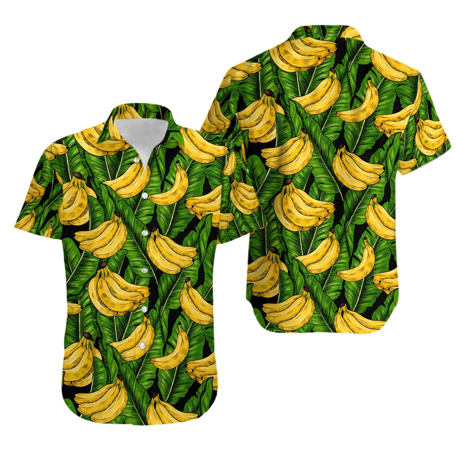 Banana Print Hawaiian Shirt | Tropical Fruit Botanical Pattern | Lightweight Summer Aloha Apparel | Fun Vacation Gift for Fruit Lovers