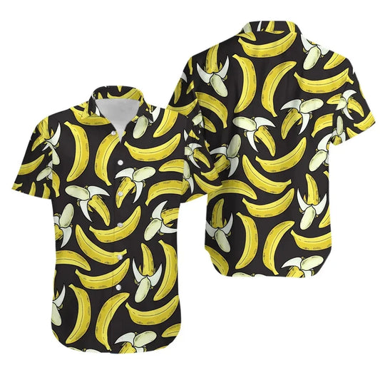 Banana Print Hawaiian Shirt | Unisex Summer Aloha Top | Lightweight Casual Button Down | Fun Fruit Pattern Beach Gift
