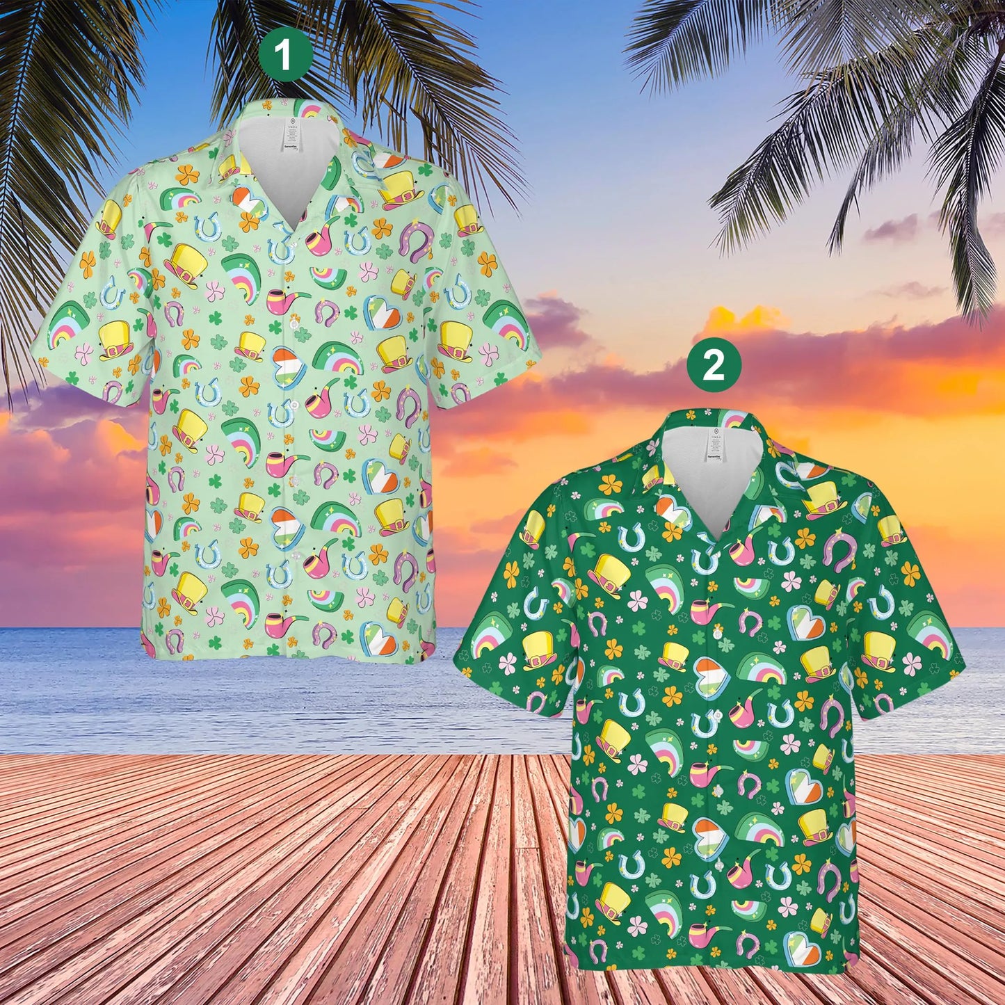 Lucky Charm Hawaiian Shirt | St Patrick's Day Festive Pattern | Lightweight Aloha Style | Holiday Party Button Up Shirt