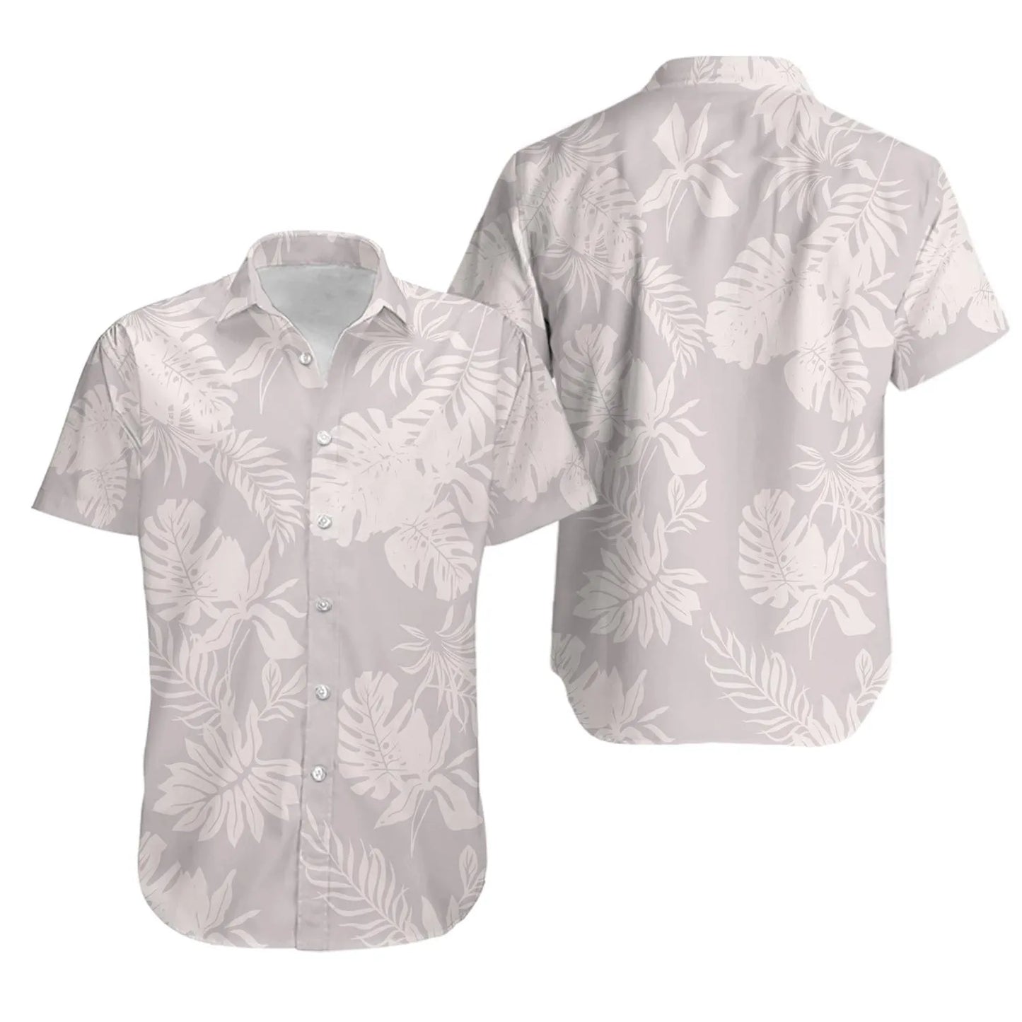 Tropical Hawaiian Shirt | Monochromatic Botanical Leaf Print | Premium Lightweight Button Down | Vacation Gift For Men And Women