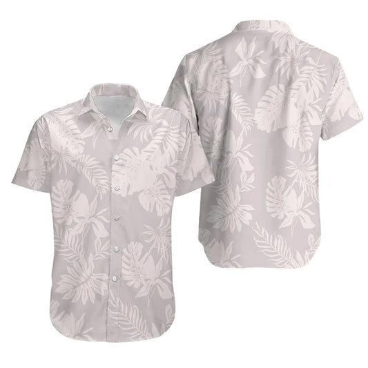 Tropical Hawaiian Shirt | Monochromatic Botanical Leaf Print | Premium Lightweight Button Down | Vacation Gift For Men And Women