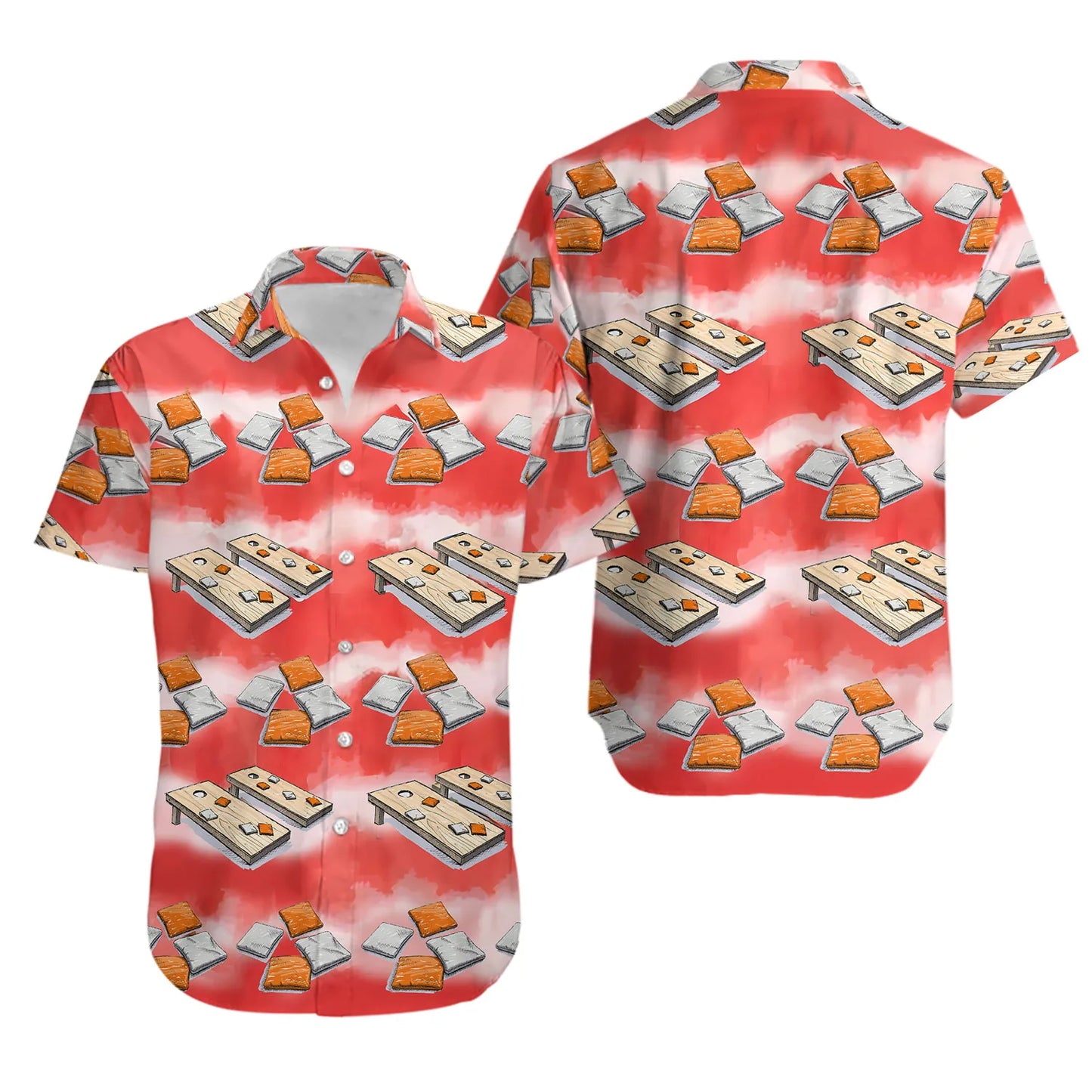 Cornhole Hawaiian Shirt | Lawn Game Toss Design | Lightweight Poly-Cotton Blend | Fun Summer Gift for Players
