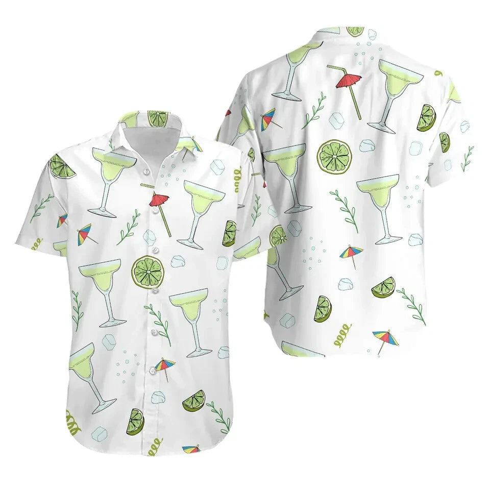 Margarita Hawaiian Shirt | Tropical Cocktail Beach Print | Lightweight Summer Apparel | Fun Party Gift For Men And Women