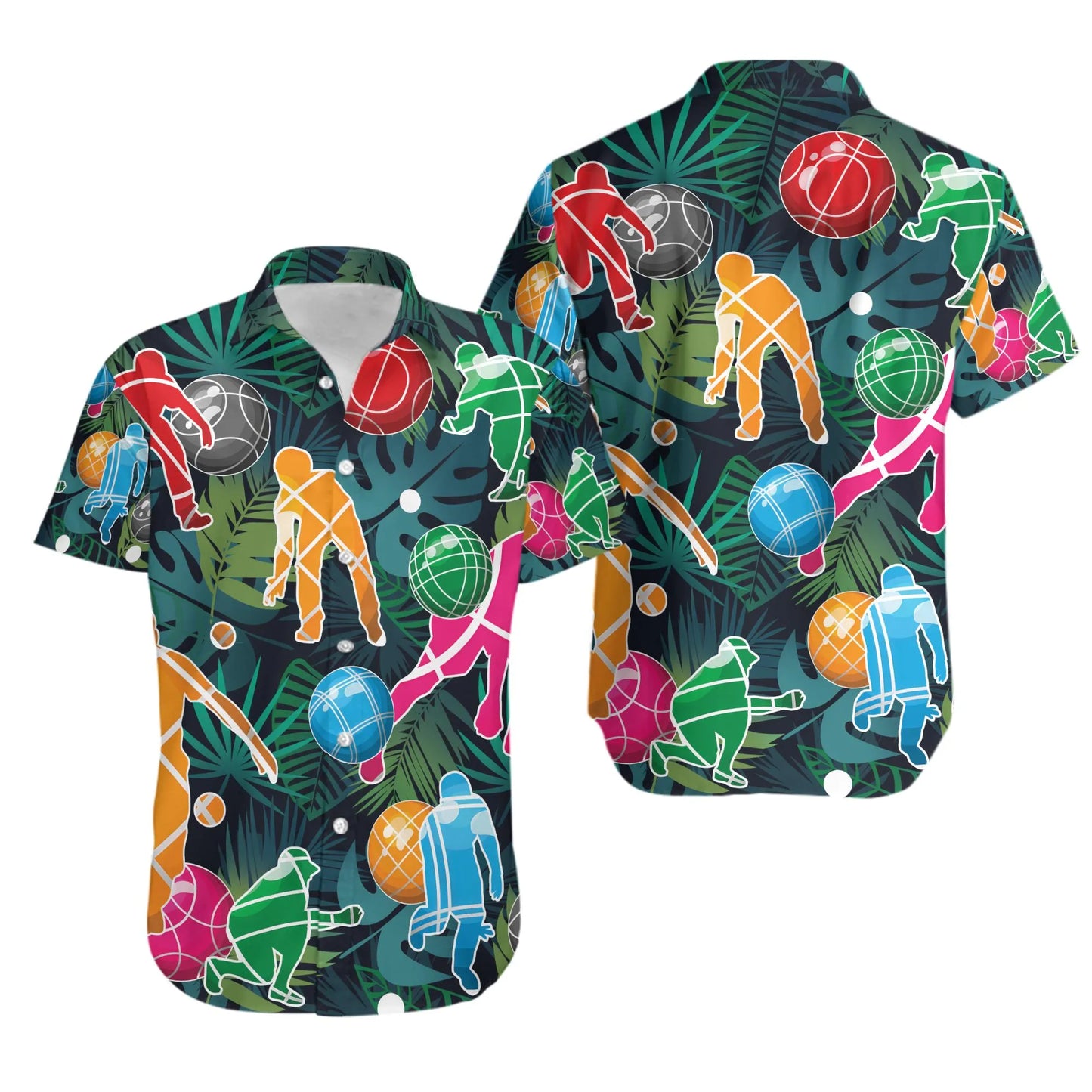 Bocce Ball Tropical Hawaiian Shirt | Colorful Lawn Game Graphic Print | Lightweight Summer Resort Wear | Gift for Bocce Players