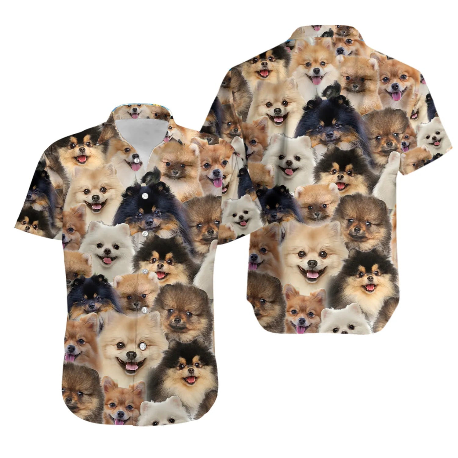 Pomeranian Hawaiian Shirt | All-Over Dog Breed Print | Lightweight Polyester Blend | Fun Summer Gift for Dog Lovers