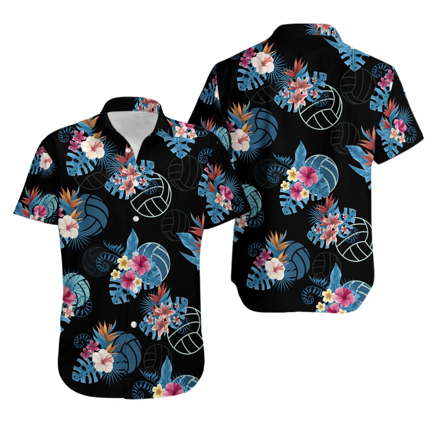 Volleyball Hawaiian Shirt | Tropical Floral Sports Print | Premium Lightweight Aloha Style | Gift For Volleyball Player & Coach