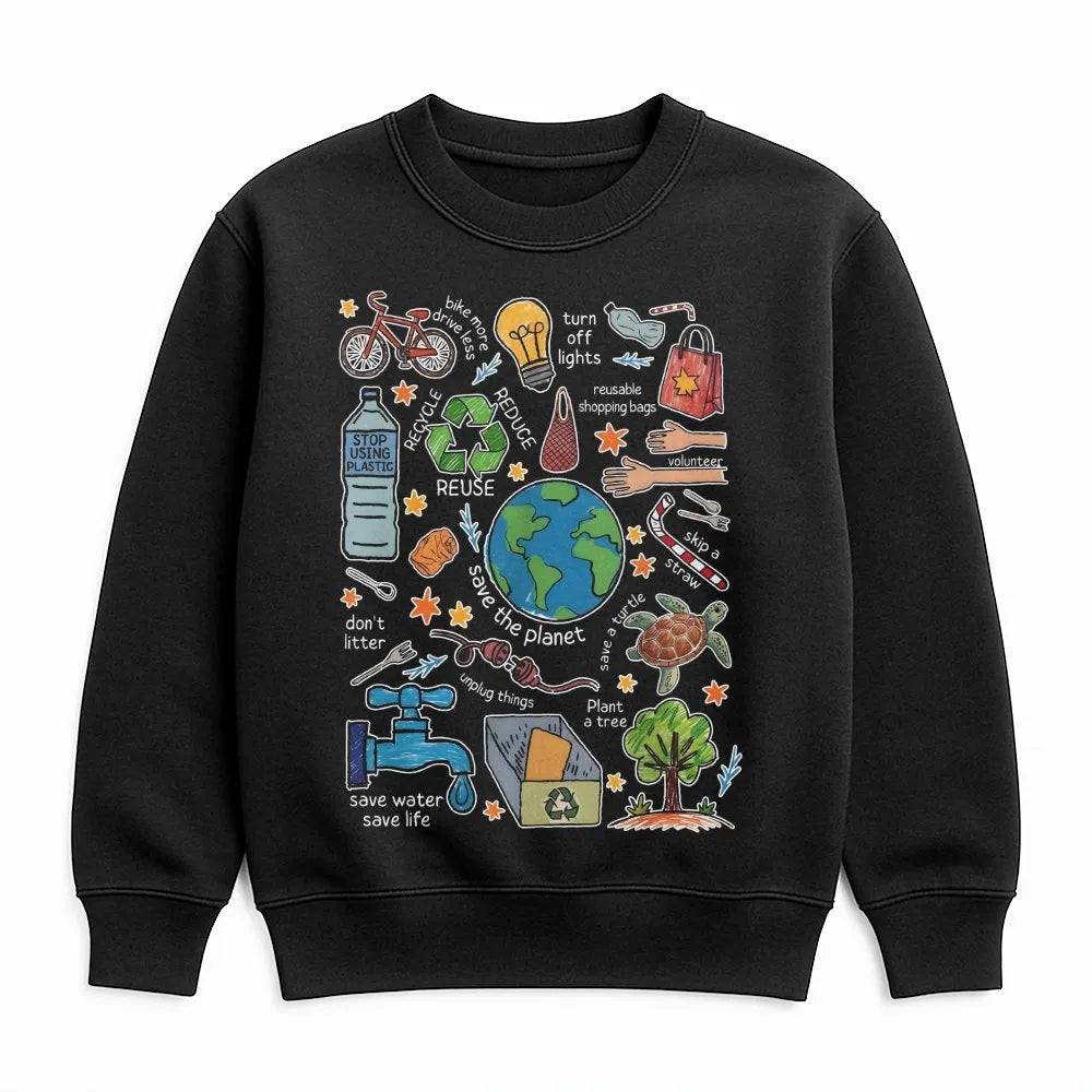 Earth Day Graphic Sweatshirt | Save The Planet Eco Friendly Art | Soft Cotton Blend Unisex Pullover | Meaningful Gift For Environmentalist