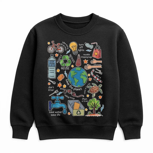 Earth Day Graphic Sweatshirt | Save The Planet Eco Friendly Art | Soft Cotton Blend Unisex Pullover | Meaningful Gift For Environmentalist